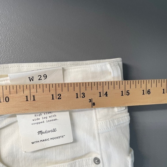 Madewell Flared Wide-Leg Crop Jeans White Raw Hem NU005 Womens Sz 29 NWT - Picture 12 of 15
